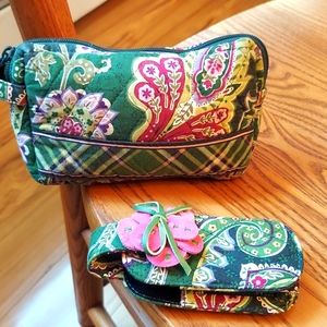Vera Bradley vintage pattern cosmetic case and cellphone case.